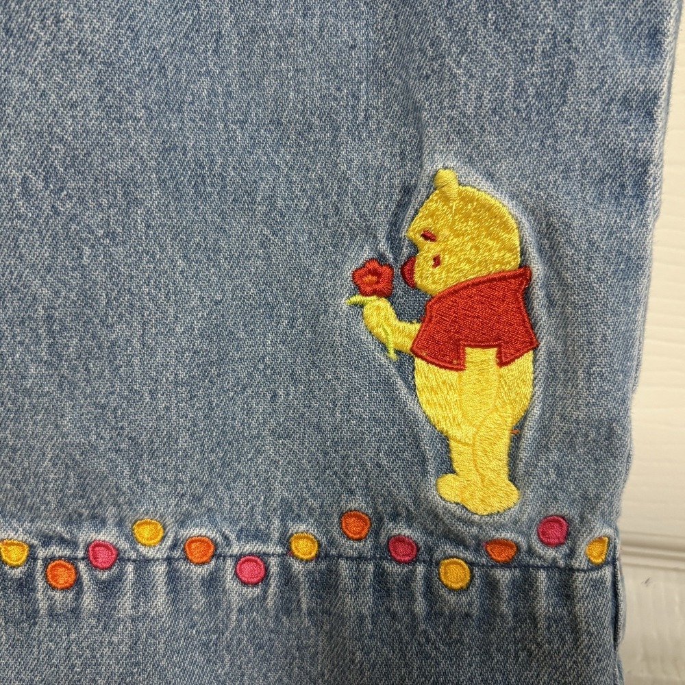 Vtg 90s Disney Store Winnie the Pooh Embroidered Denim Jeans Sz Small Polka Dots - Picture 4 of 11